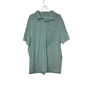 Vineyard‎ Vines Mens Polo Shirt Golf Edgartown Preppy Striped Teal White Large
